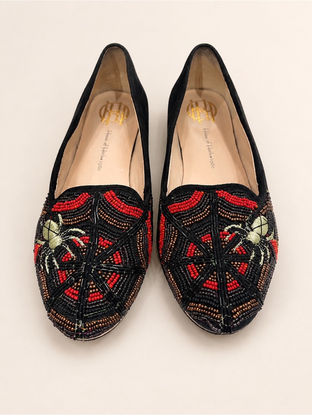House of Harlow 1960 Whimsy Goth Beaded Beetle Flats size 8